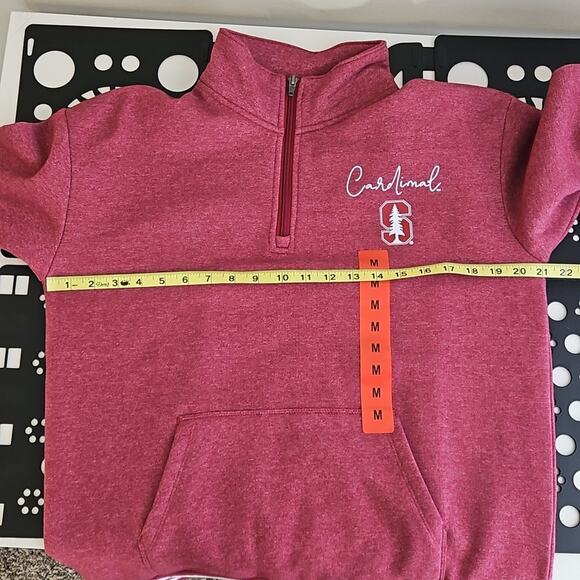 Champion x Stanford University Quater Zip Pullover Red Sweatshirt | Women's M - Picture 8 of 14